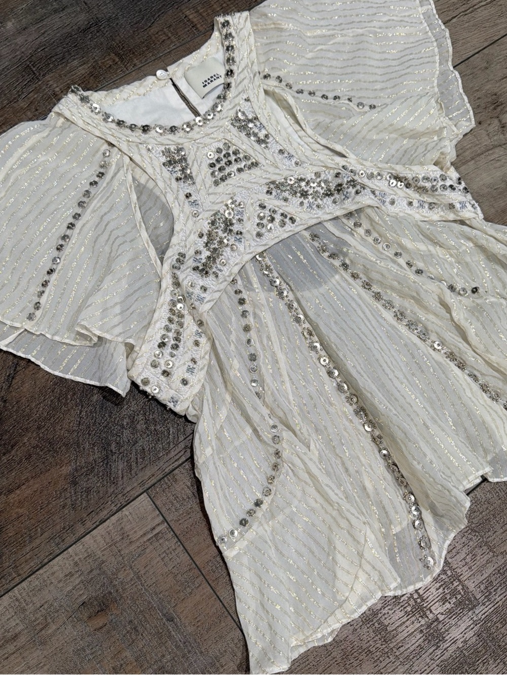 Isabel Marant Orna embroidered cutout silk chiffon top - Picture 5 of 12